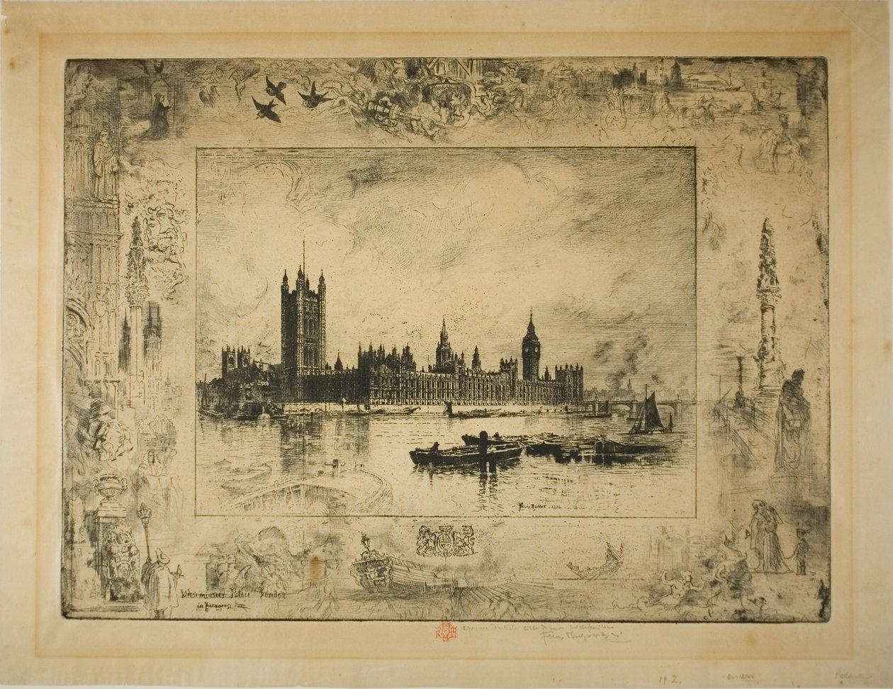 Westminster Palace, London by Felix Hilaire Buhot