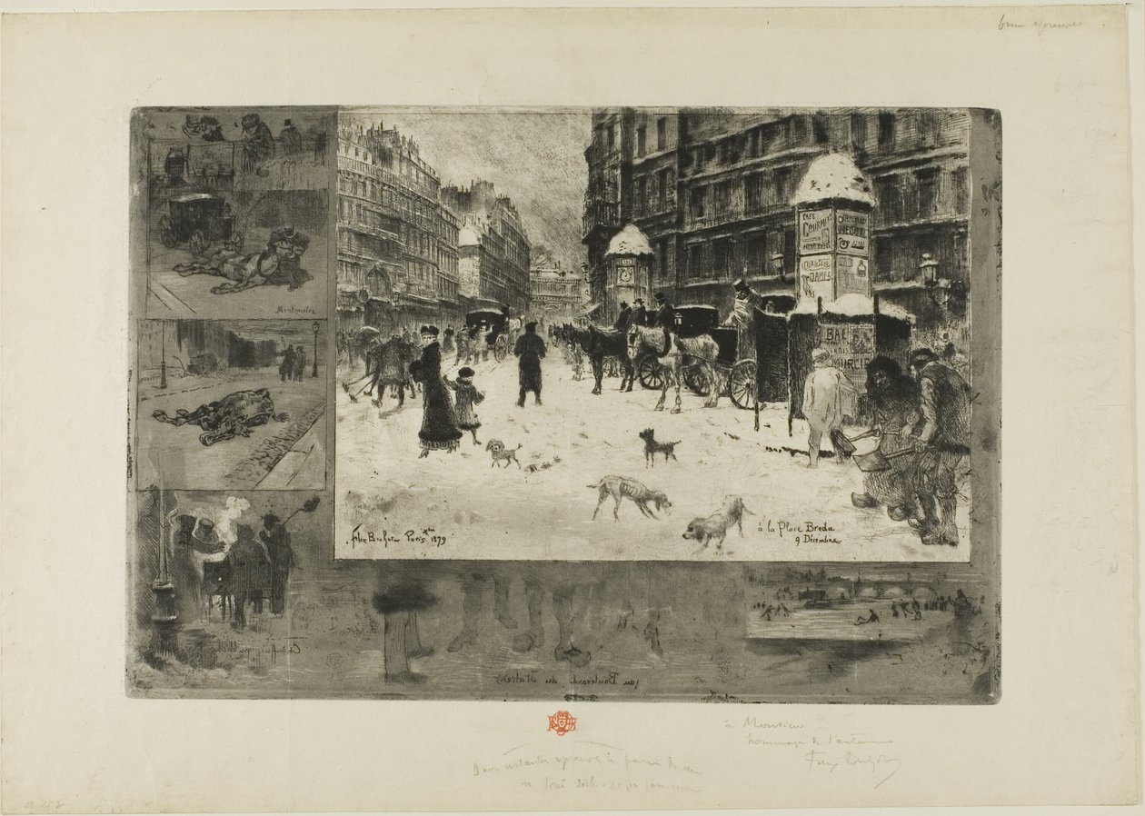 Winter in Paris by Felix Hilaire Buhot