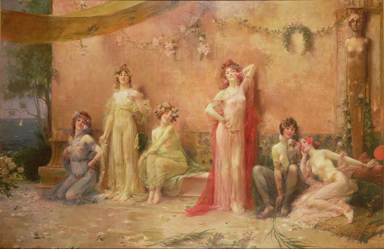 The Temptresses Before a Wall Covered with Graffiti by Felix Hippolyte Lucas