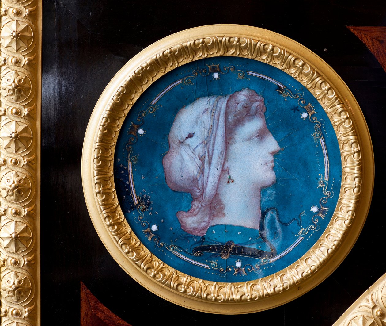 Detail of a piece of furniture decorates the coat of arms of the Brignole Sale family by ebenist Guillaume Grohe after a drawing by Felix Duban by Felix Louis Jacques Duban