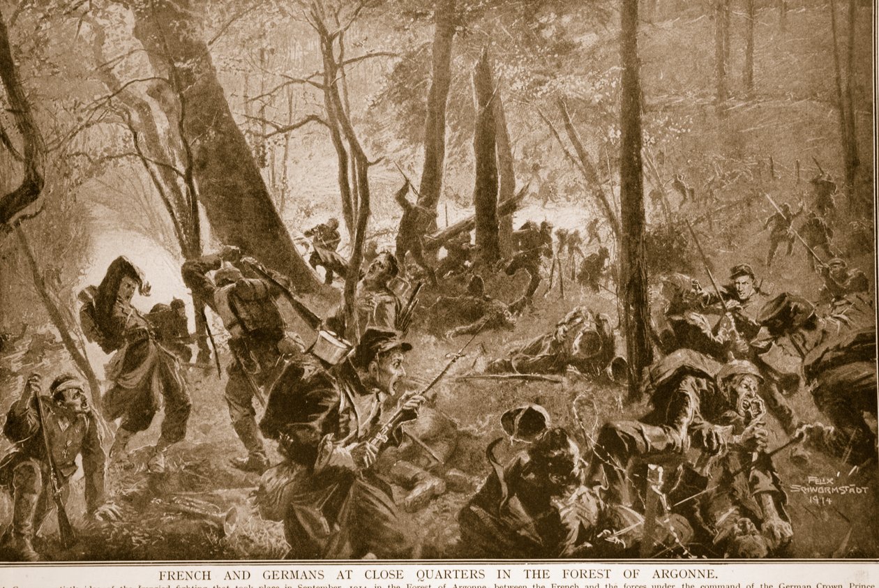 French and Germans at close quarters in the forest of Argonne, 1914-19 by Felix Schwormstadt