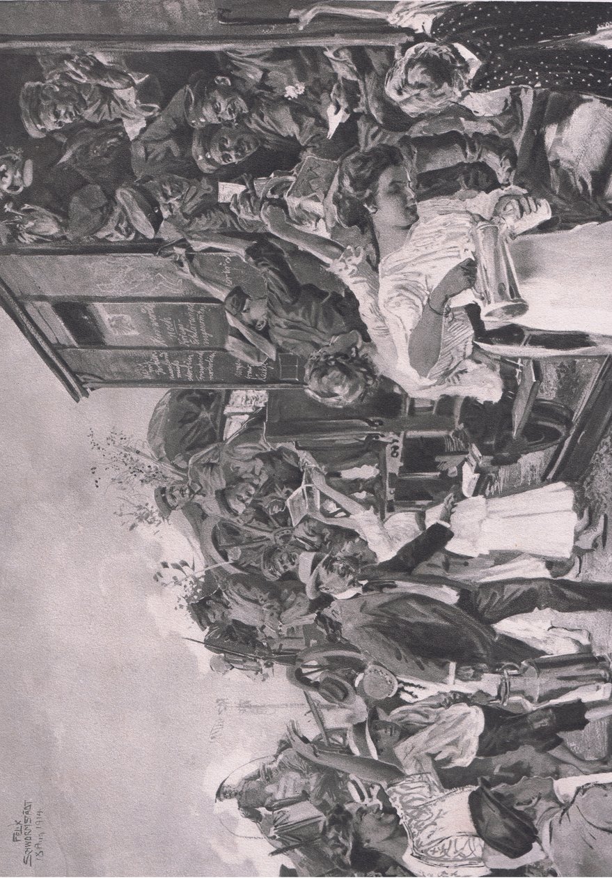 Off to the front, illustration from Hindenburg published by Daterlandischer Derlag C U Weller Berlin by Felix Schwormstadt