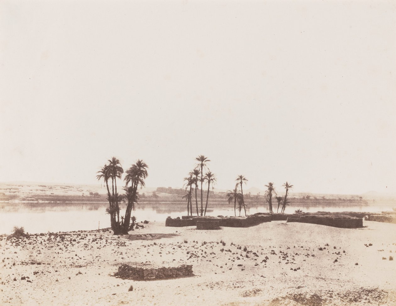 Village and Banks of the Nile, Dakkeh, 1851-1852 by Félix Teynard