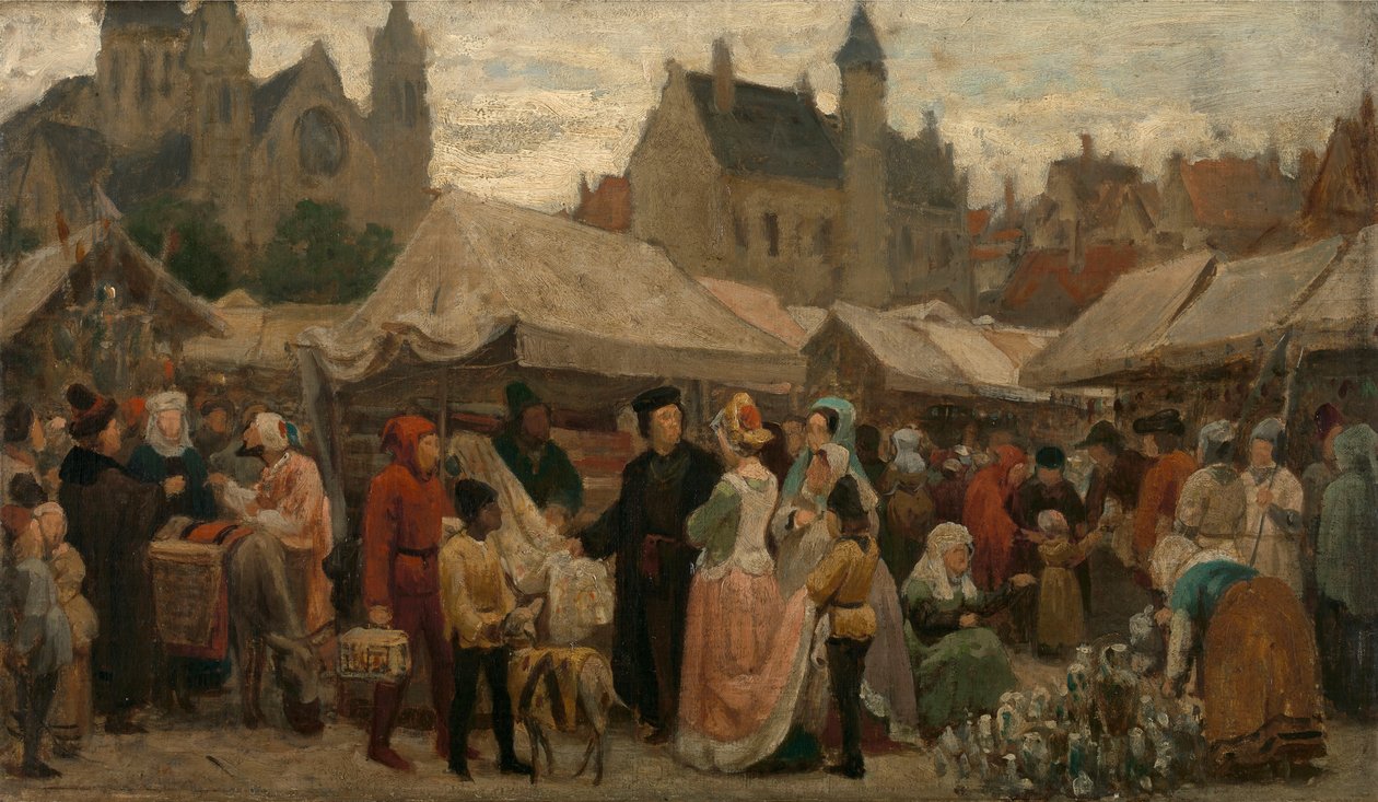 A Fair in Ghent in the Middle Ages, Study by Felix de Vigne