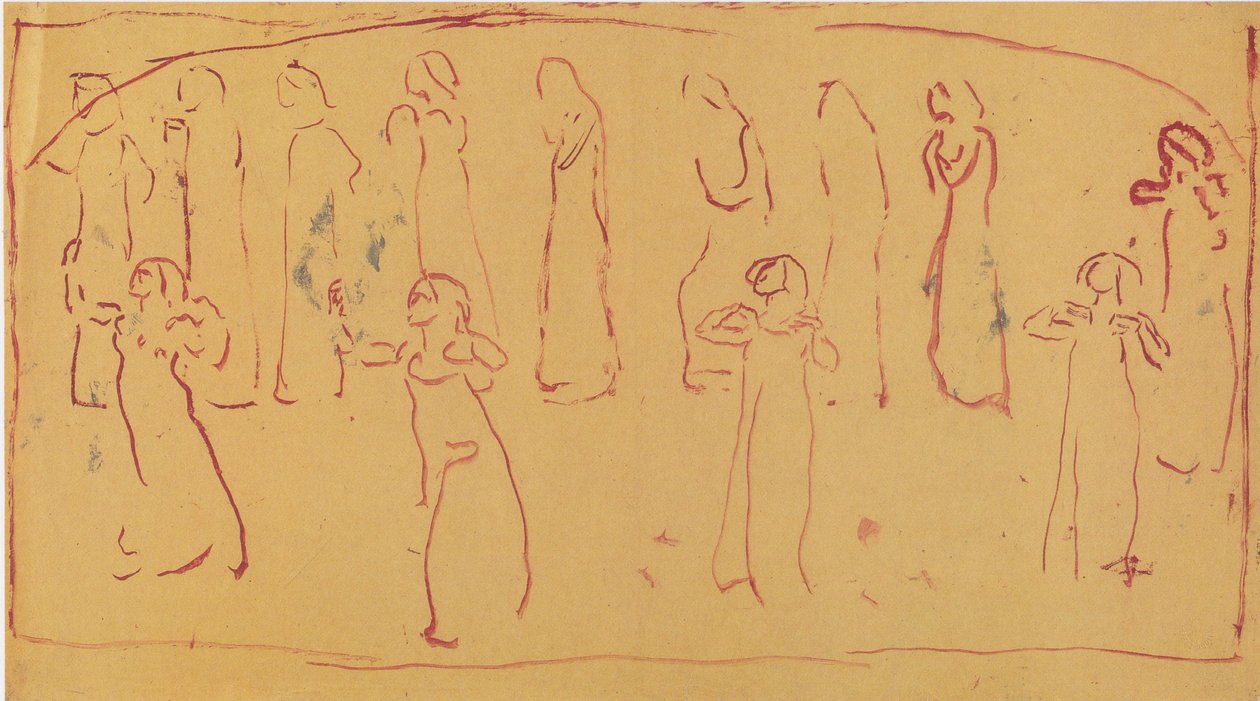 Thirteen Standing Draped Figures by Ferdinand Hodler