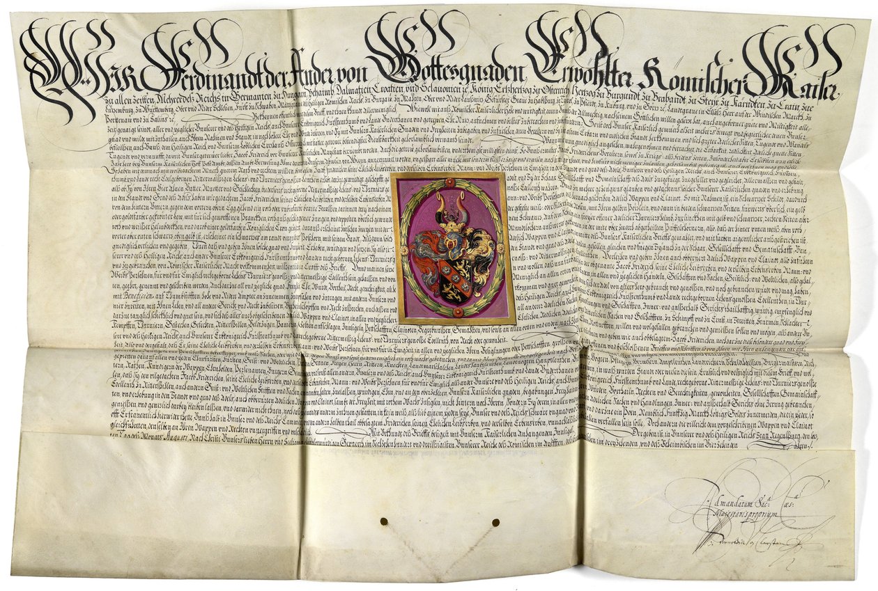 Nobility Diploma Jacob von Friedrich 1630 by Ferdinand II.