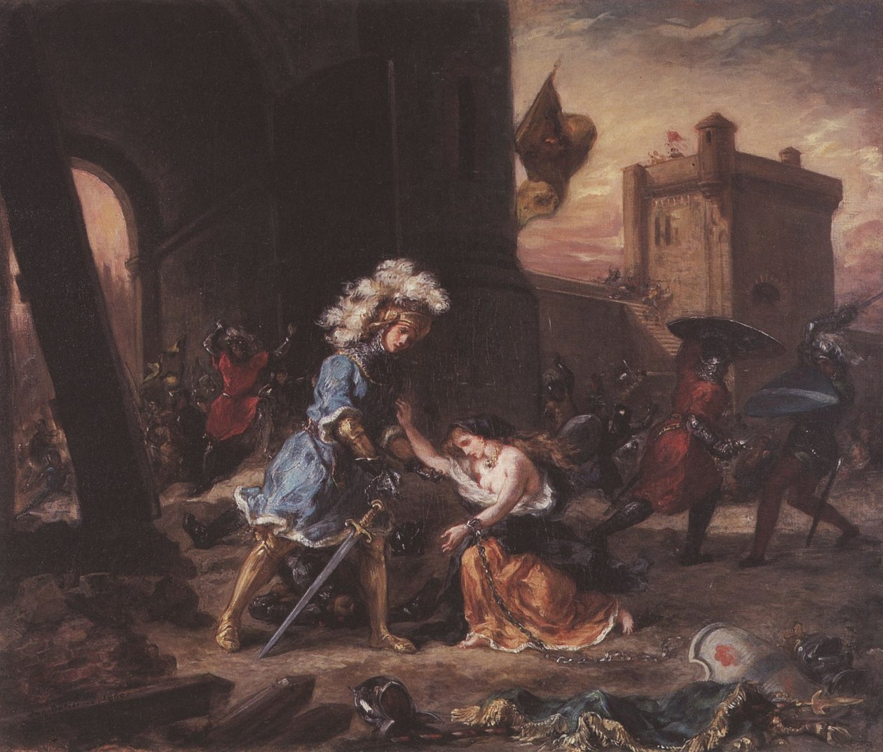 Amadis Delivers Princess Olga from Galpans Castle by Ferdinand Victor Eugene Delacroix