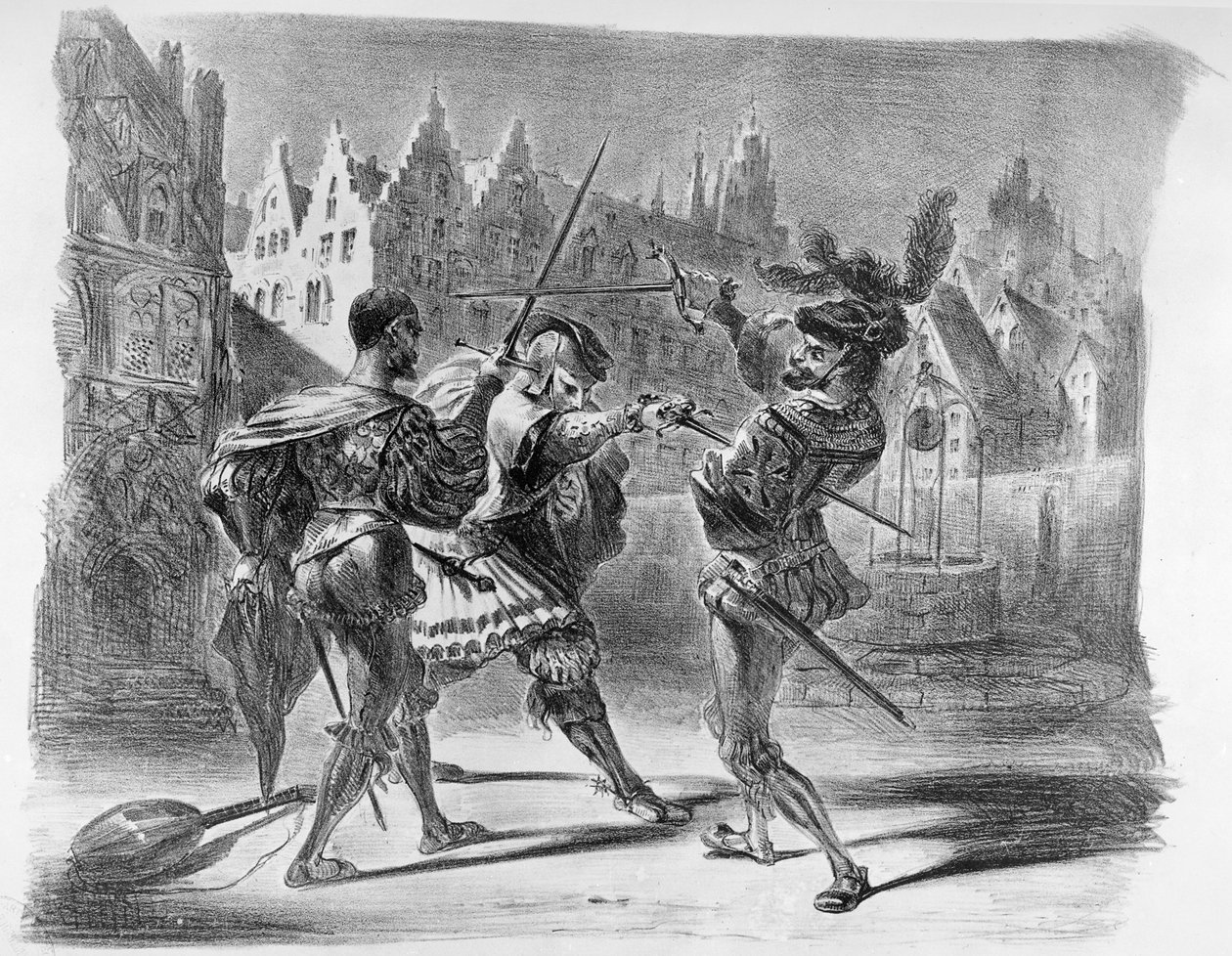 Duel Between Faust and Valentine, from Goethe