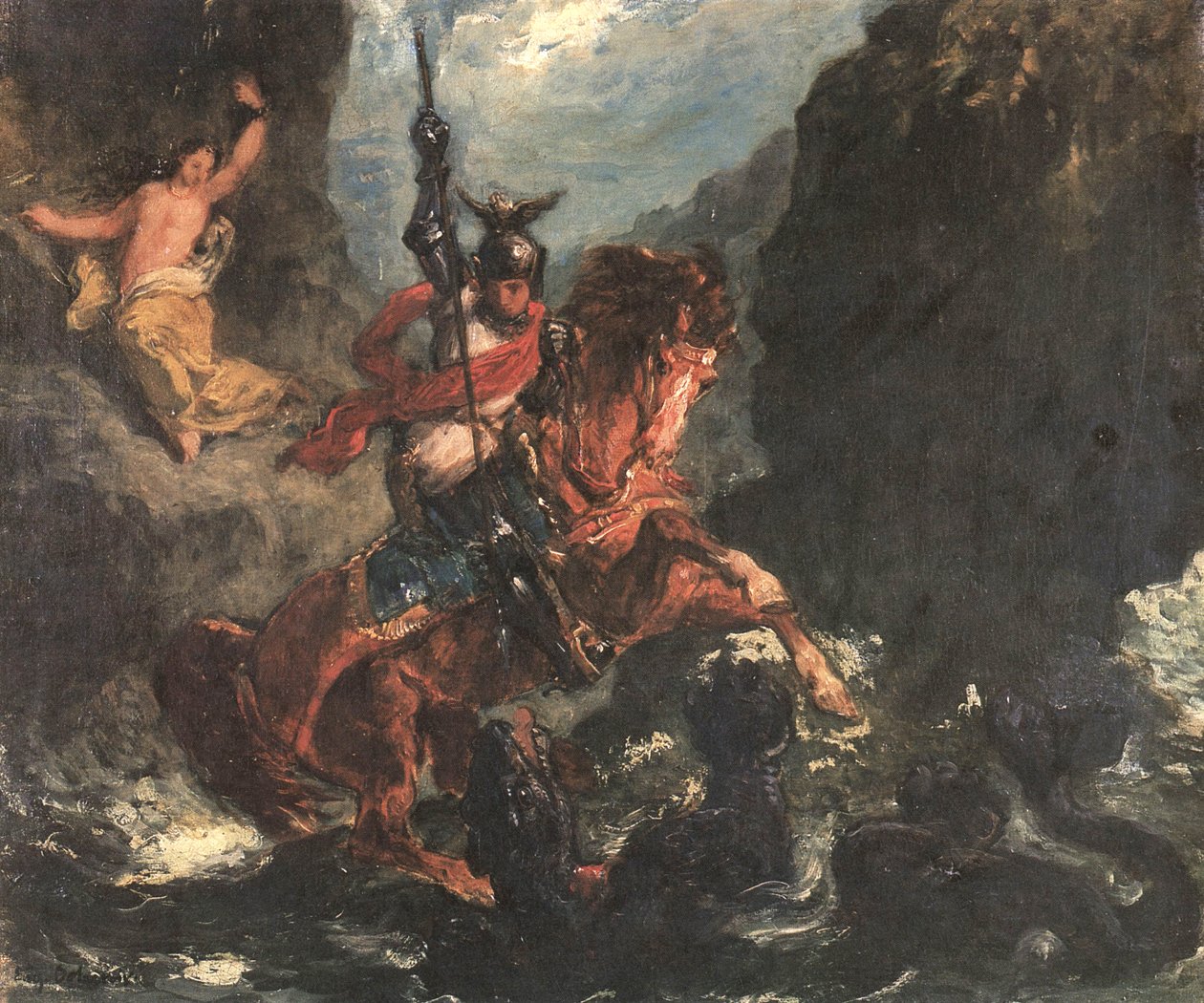 Roger Rescues Angelica or Saint George by Ferdinand Victor Eugene Delacroix