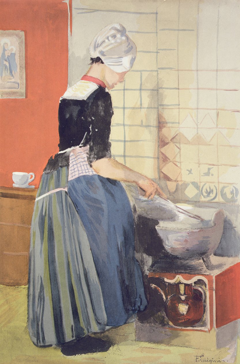 Dutch Girl Cooking, from L