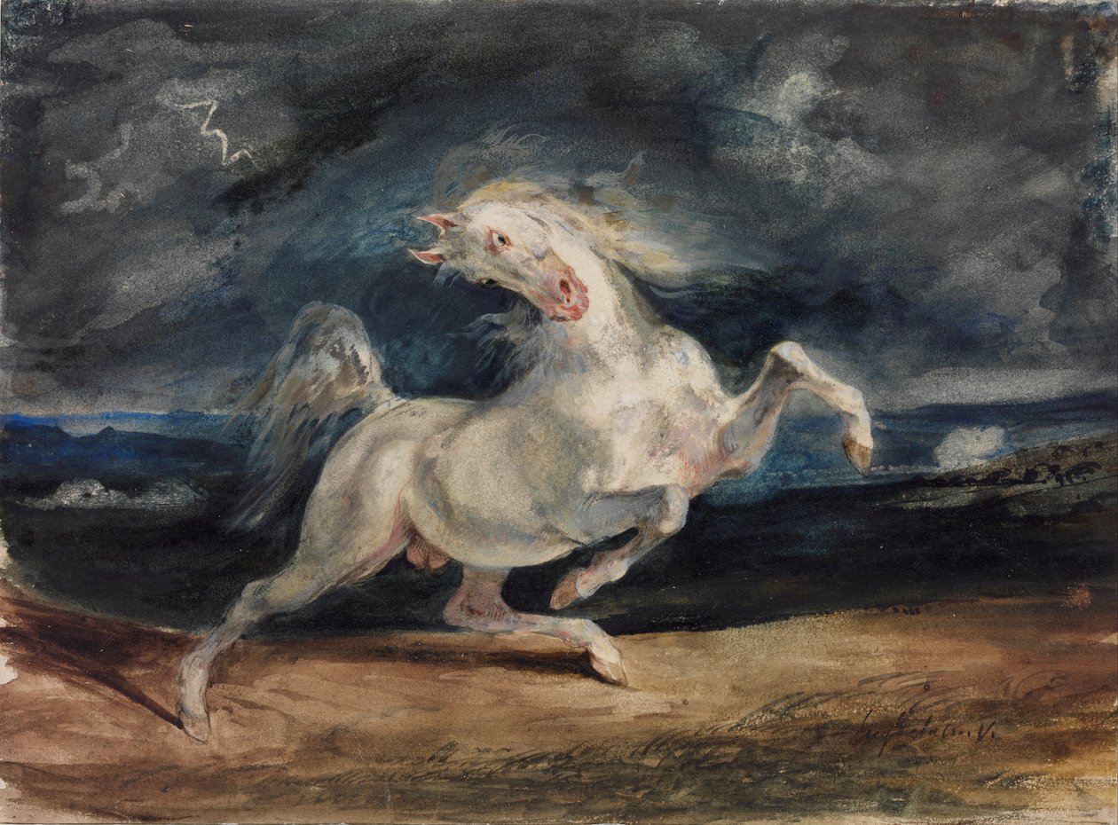 Horse Frightened by Lightning by Ferdinand Victor Eugene Delacroix