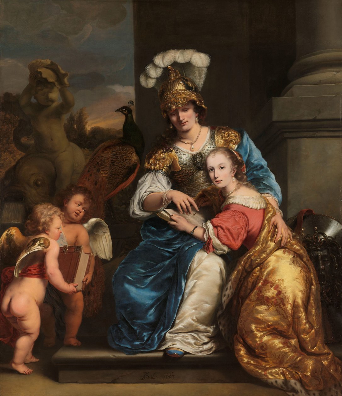 Allegory of Education: Margarita Trip (1640-1714) Teaching Her Sister Anna Maria Trip (1652-1681) by Ferdinand Bol