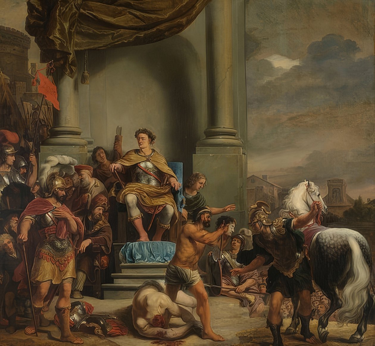 Titus Manlius Imperiosus Torquatus Orders the Beheading of His Son by Ferdinand Bol