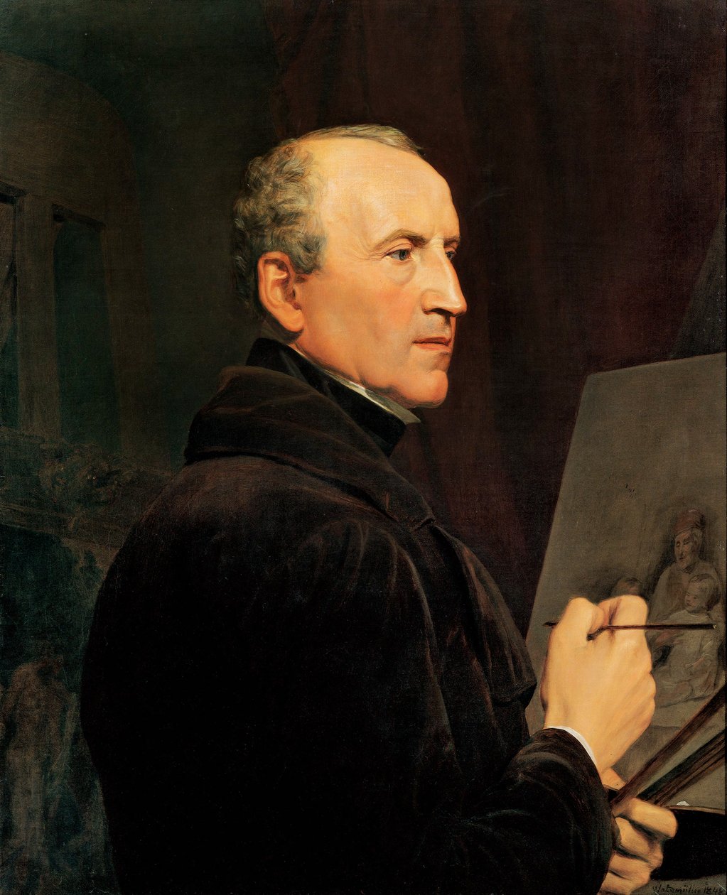 Self-Portrait in Front of the Easel by Ferdinand Georg Waldmuller