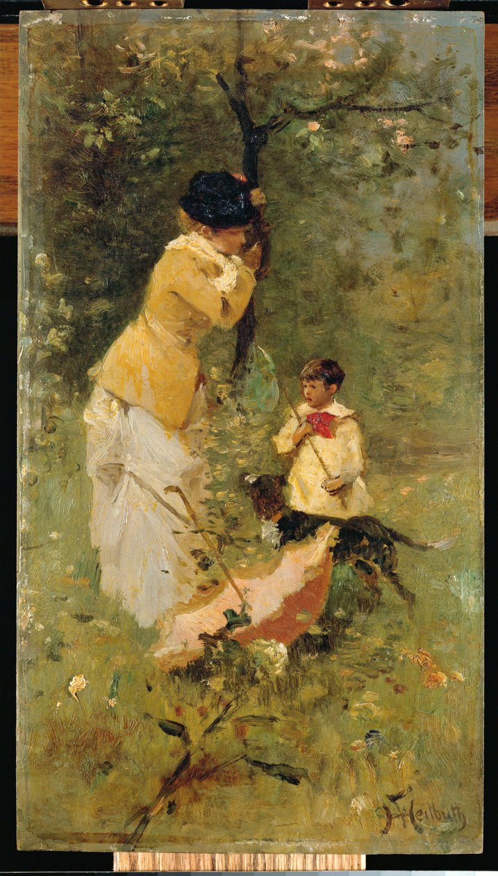 Woman and Child in a Landscape by Ferdinand Heilbuth