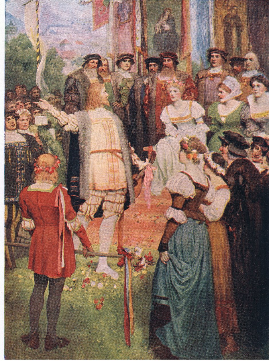 Walter began his song, illustration from The Stories of Wagner