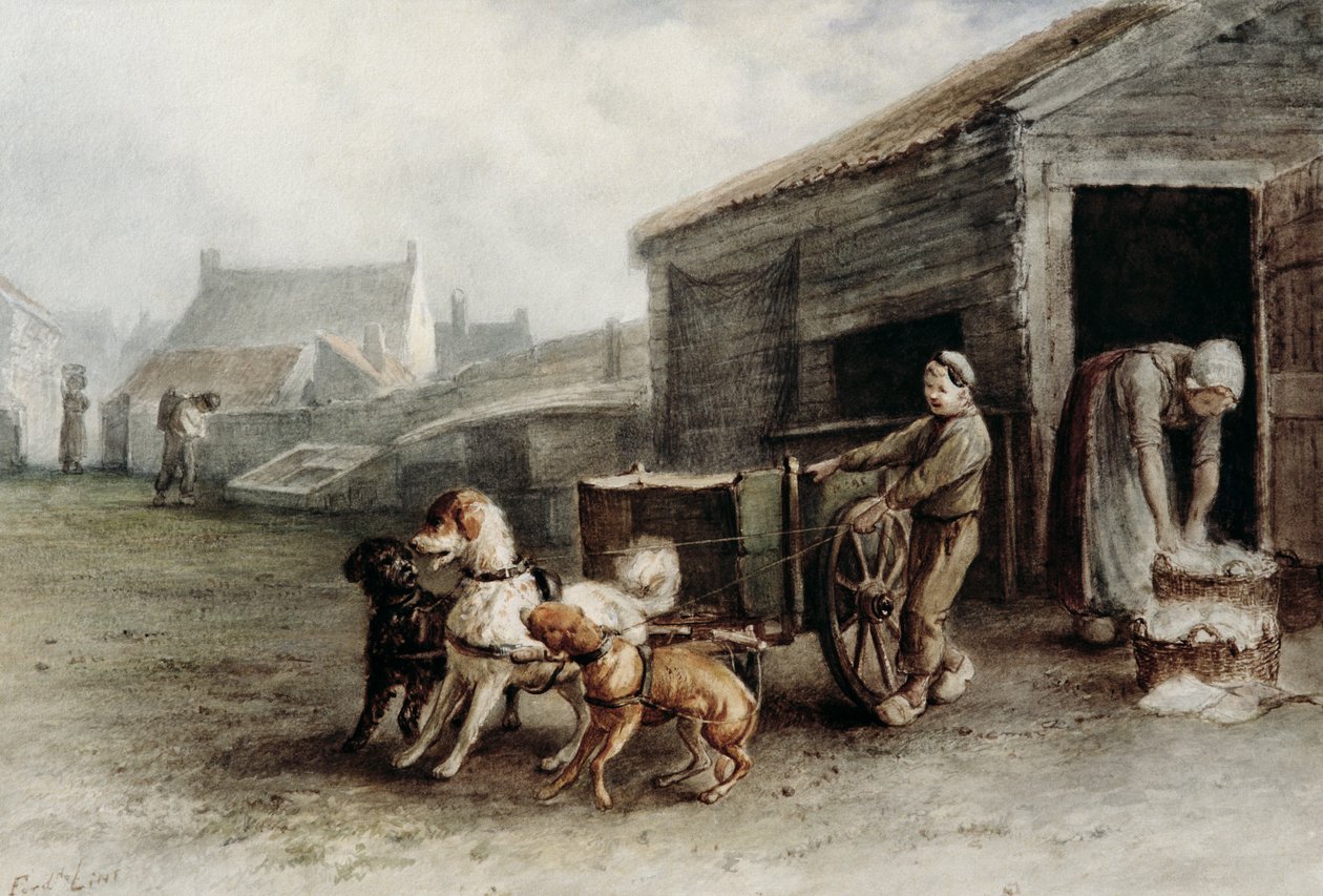 A Dog Cart, Holland, c.1890 by Ferdinand Lintz