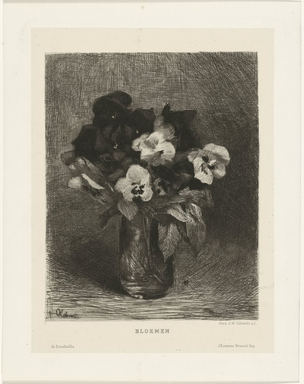 Violets in a Vase by Ferdinand Oldewelt