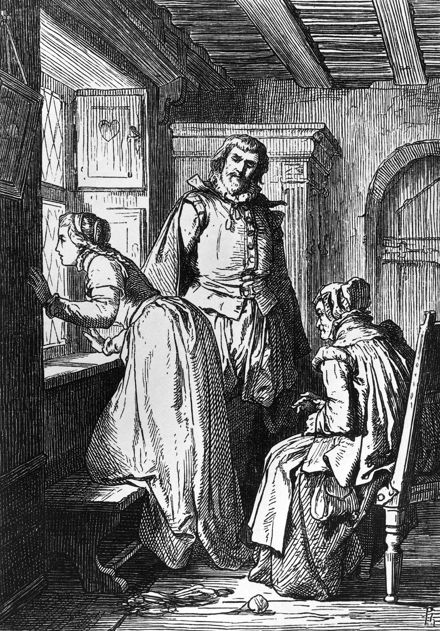 Klaerchen waiting for Egmont, illustration for Egmont, tragedy by Johann Wolfgang von Goethe by Ferdinand Rothbart