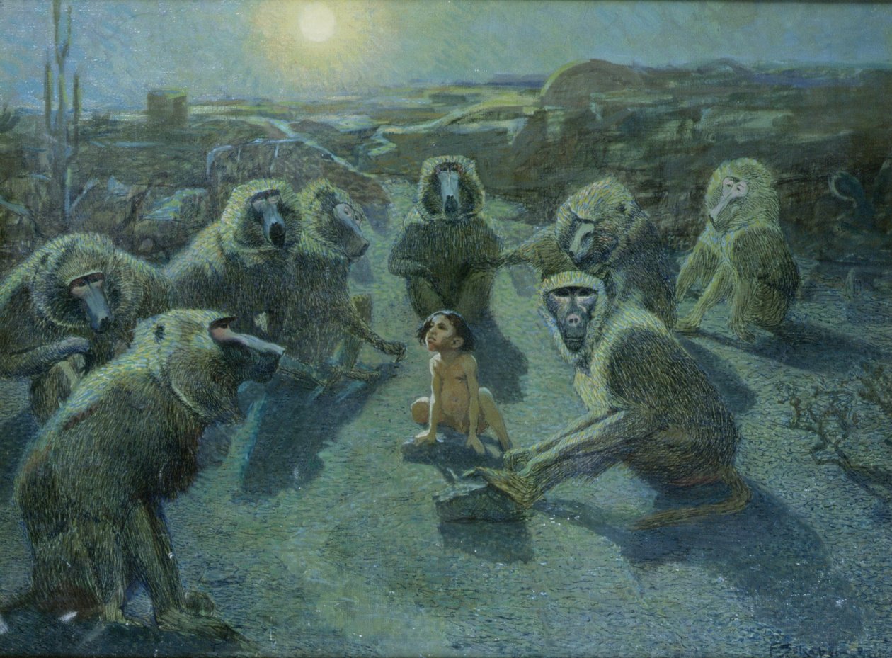 Mowgli Captured by Monkeys by Ferdinand Schebek