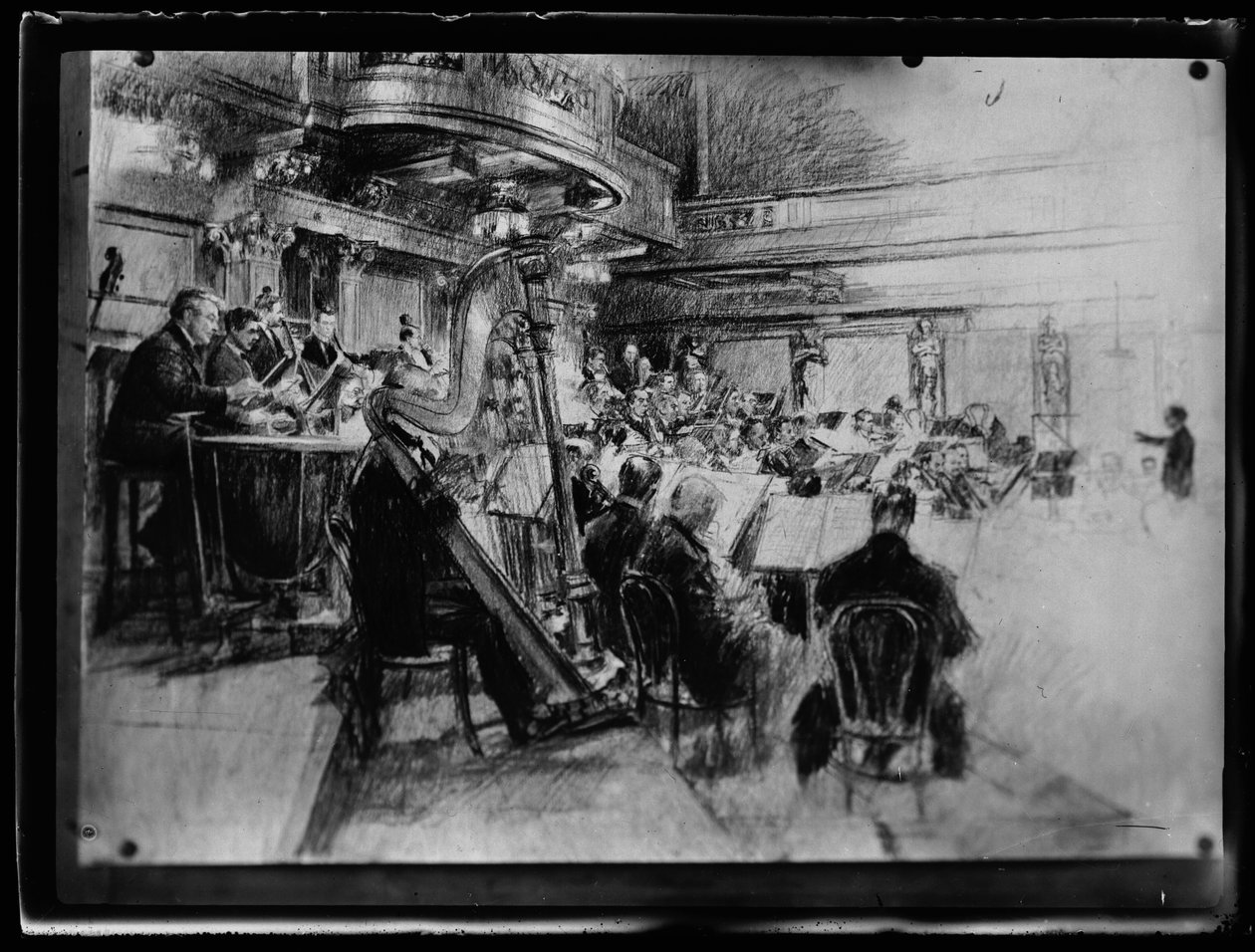 Orchestra Rehearsal of the Viennese Philharmonic Orchestra by Ferdinand Schmutzer