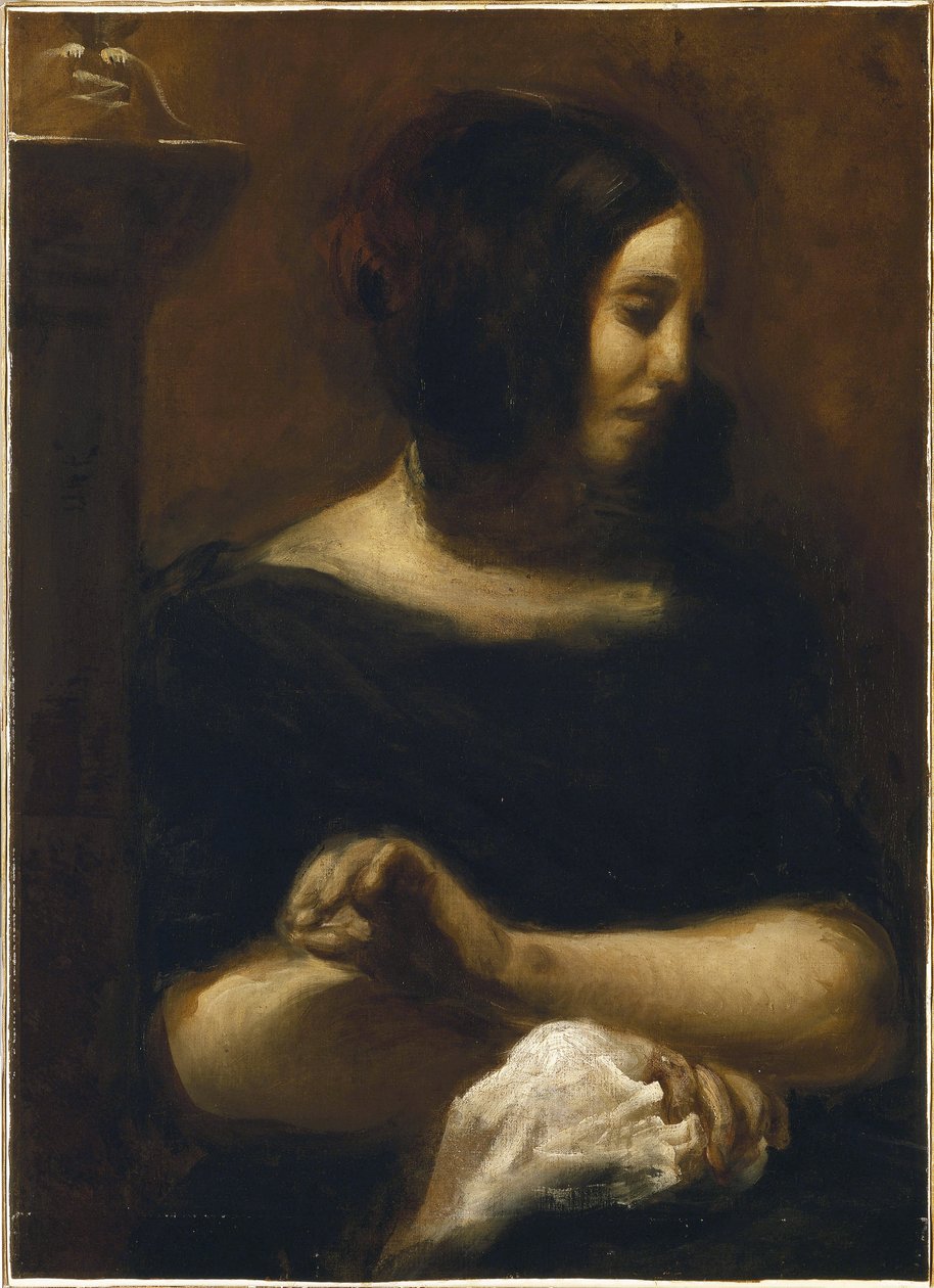 Portrait of George Sand by Ferdinand Victor Eugene (after) Delacroix