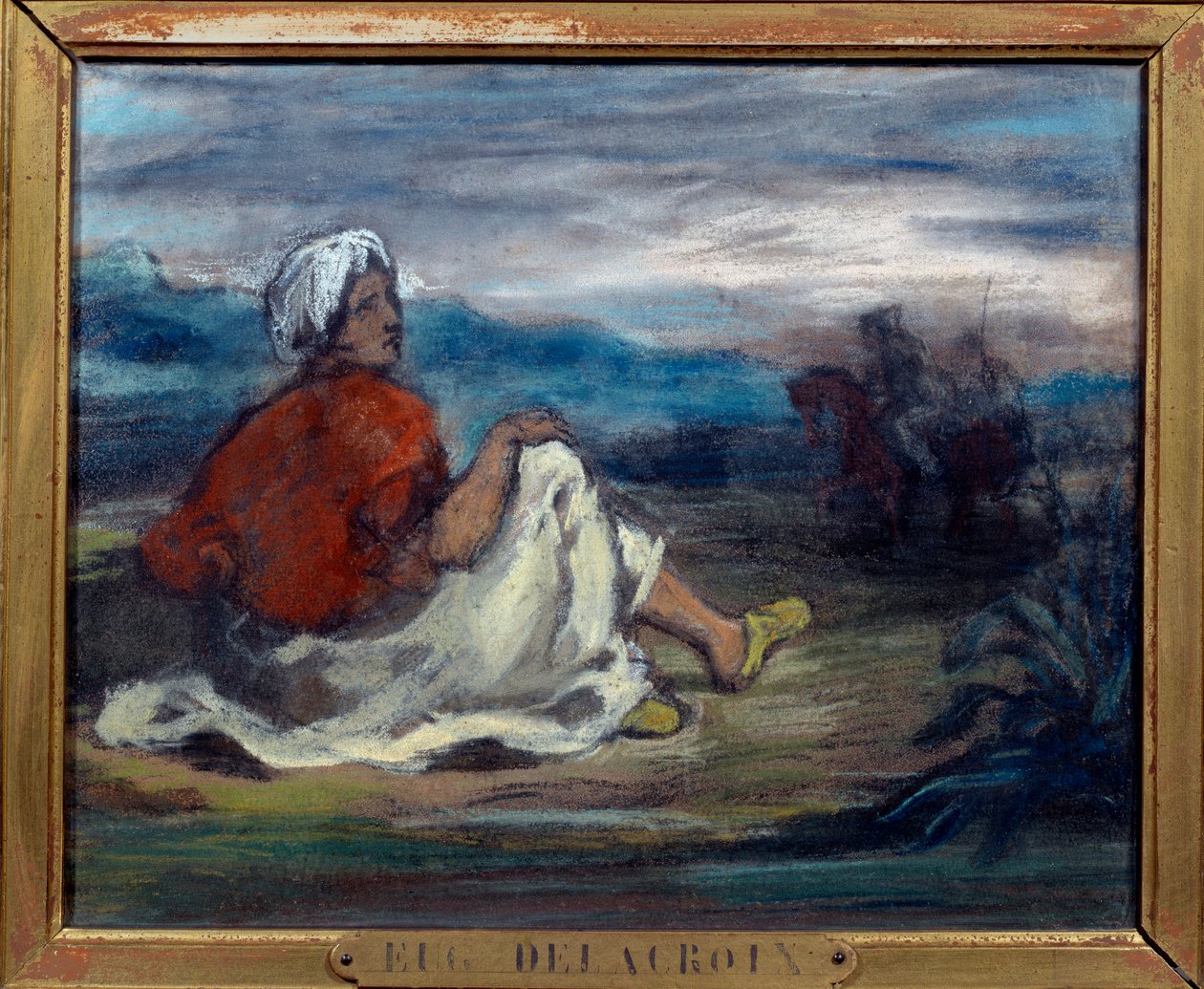 An Arab Sitting in the Countryside on the Edge of a Road by Ferdinand Victor Eugene Delacroix