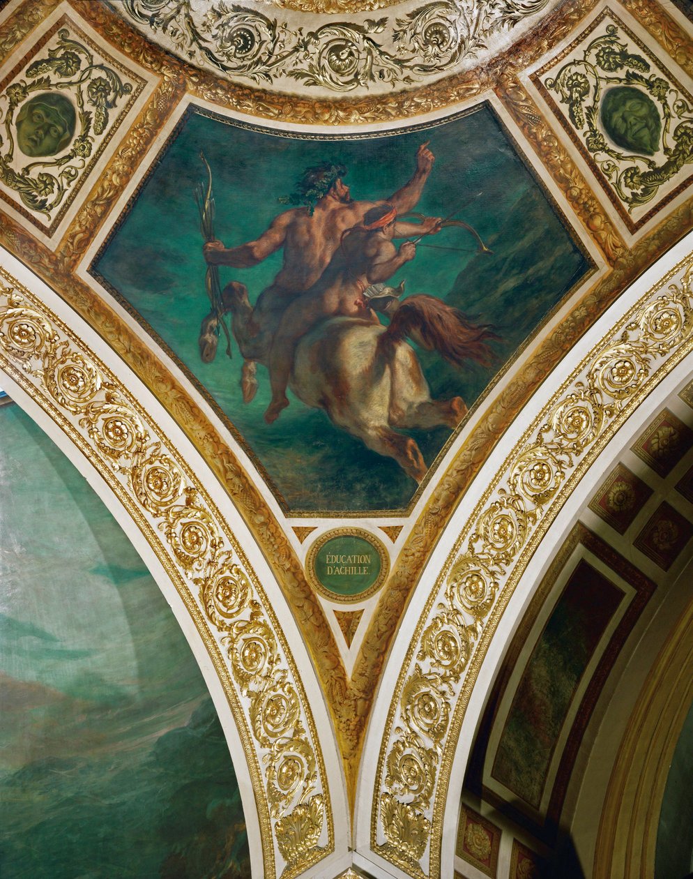 Frescos from the Spandrels of the Main Hall of the Assemblee Nationale, Paris: The Education of Achilles by Ferdinand Victor Eugene Delacroix