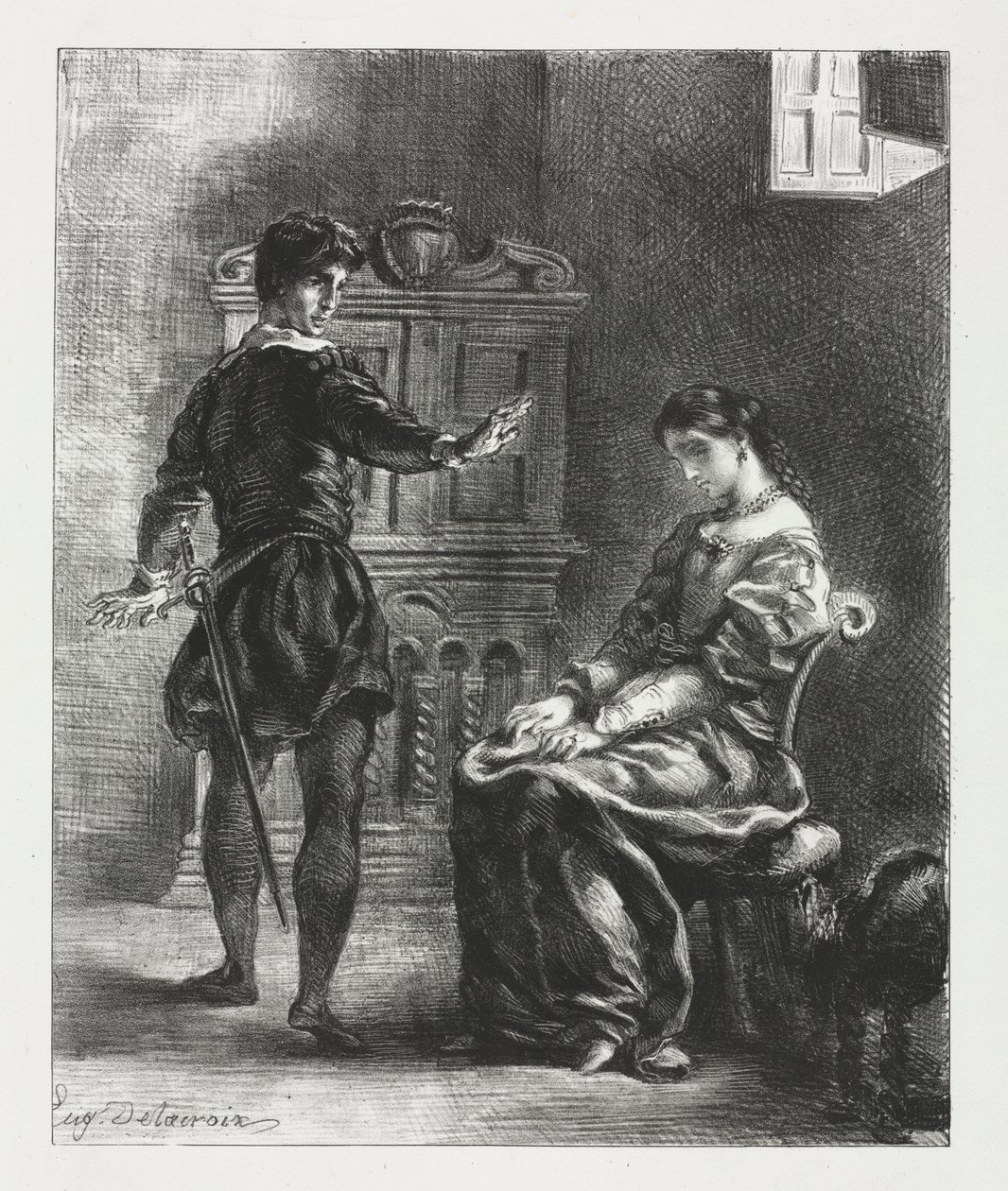 Hamlet: Hamlet and Ophelia, 1834 by Ferdinand Victor Eugene Delacroix