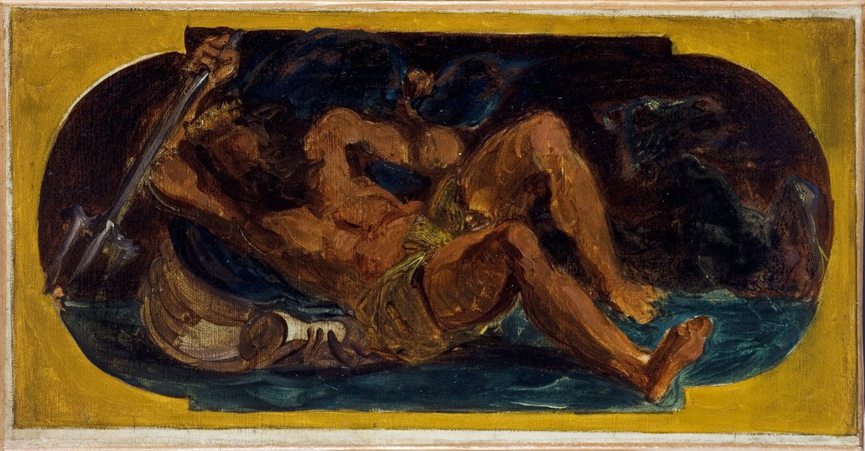 Neptune Calming the Waves: Sketch for the Salon de la Paix at the Hôtel de Ville, Paris by Ferdinand Victor Eugene Delacroix