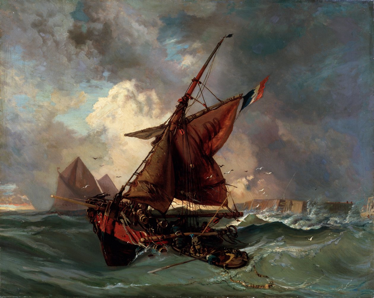 Ships in a Stormy Sea, 19th Century by Ferdinand Victor Eugene Delacroix