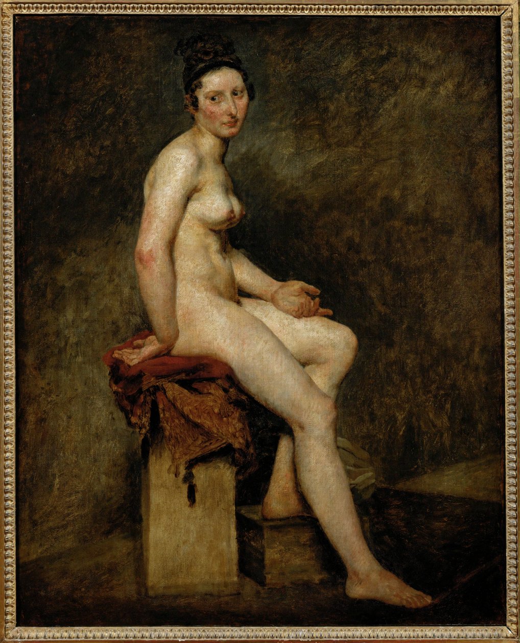 Sitting Nude, Also Called Mlle by Ferdinand Victor Eugene Delacroix