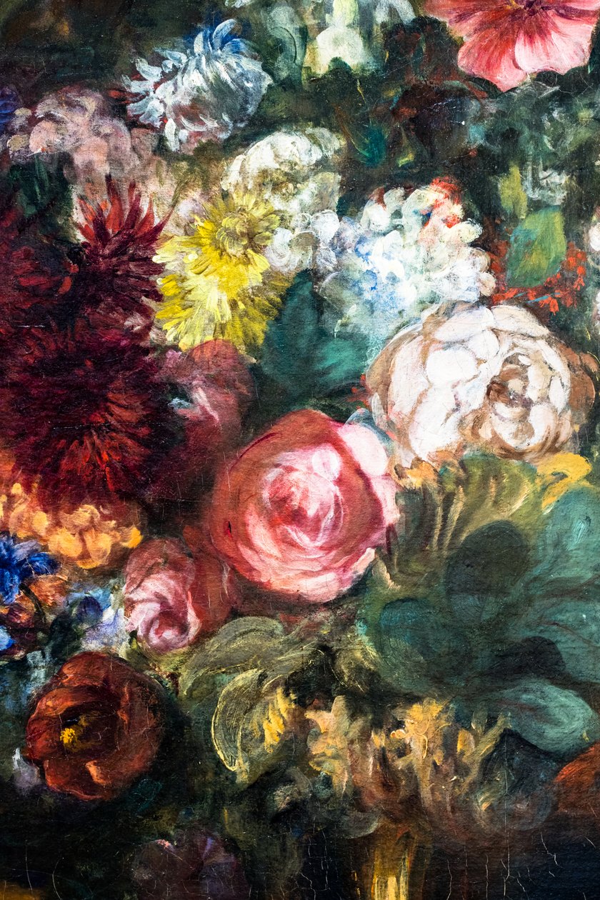 Vase of Flowers on a Console (detail) by Ferdinand Victor Eugene Delacroix