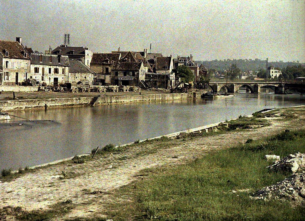 The River Aisne and the Pont des Anglais, Soissons, France, 1917 by Fernand Cuville
