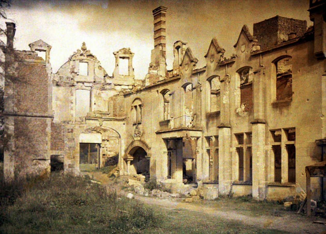 The ruins of the castle after the retreat of the Germans, Noyon, Oise, France, 1917 by Fernand Cuville
