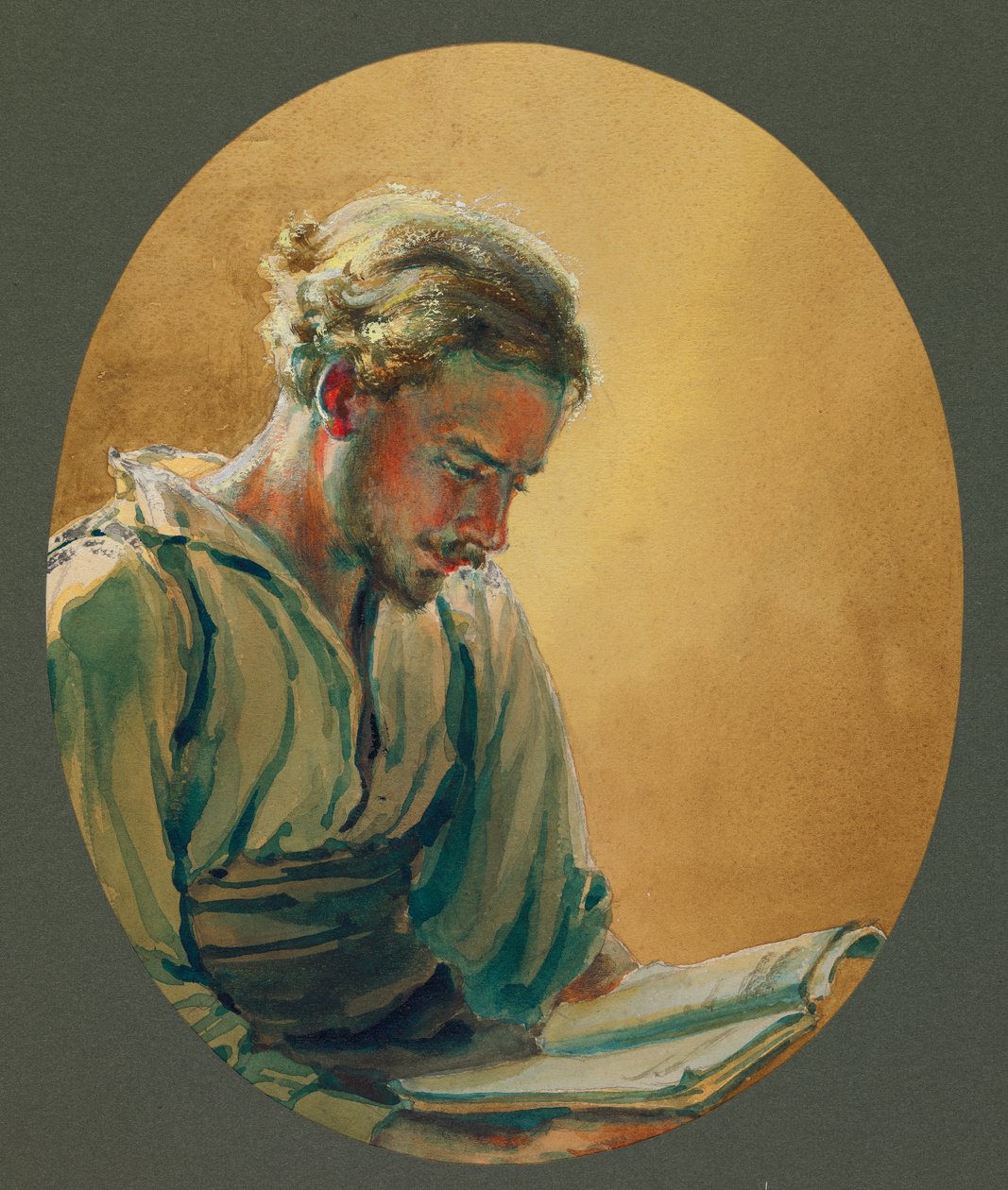 A Young Man Reading in Gustrow by Fernand Barbier