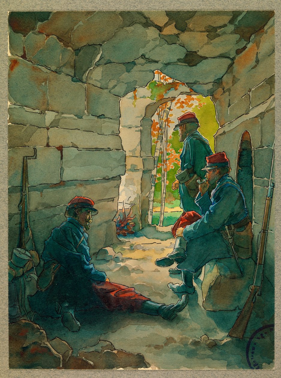 Infantry Soldiers Resting, Road to Vailly by Fernand Barbier