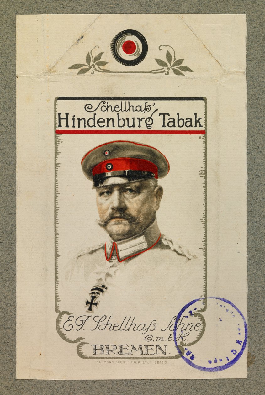 Portrait of Hindenburg on a Tobacco Packet by Fernand Barbier