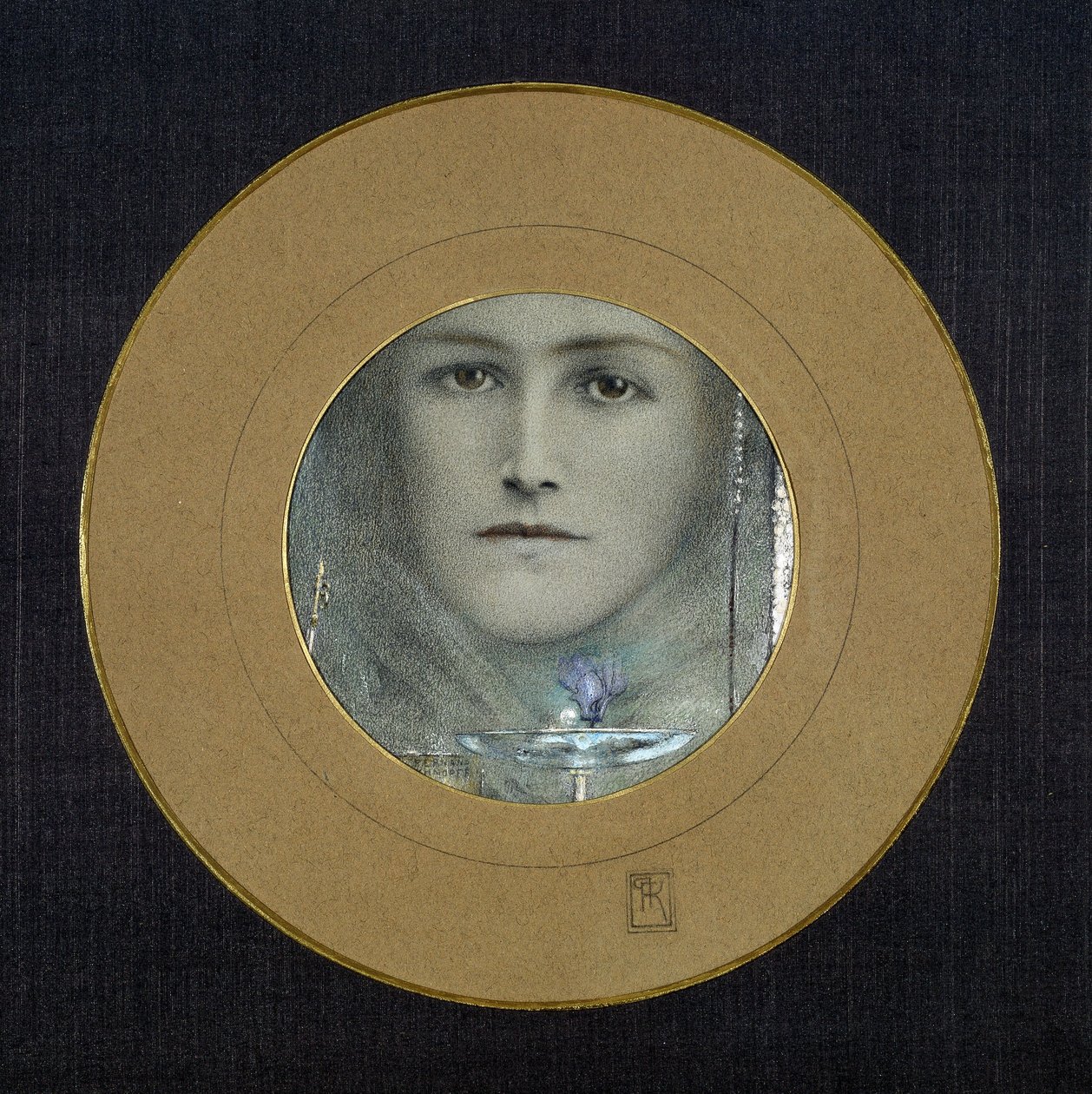 Brown Eyes and a Blue Flower, c.1905 by Fernand Khnopff