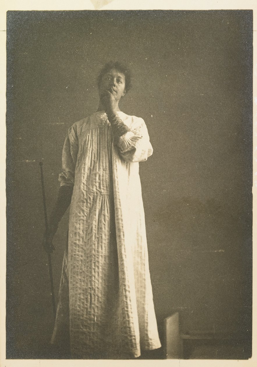Woman in Chemise, Hand in Front of Mouth by Fernand Khnopff