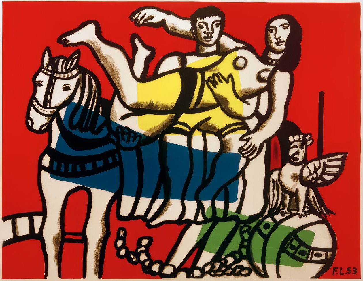 Circus, Artists Vaulting on a White Horse by Fernand Leger