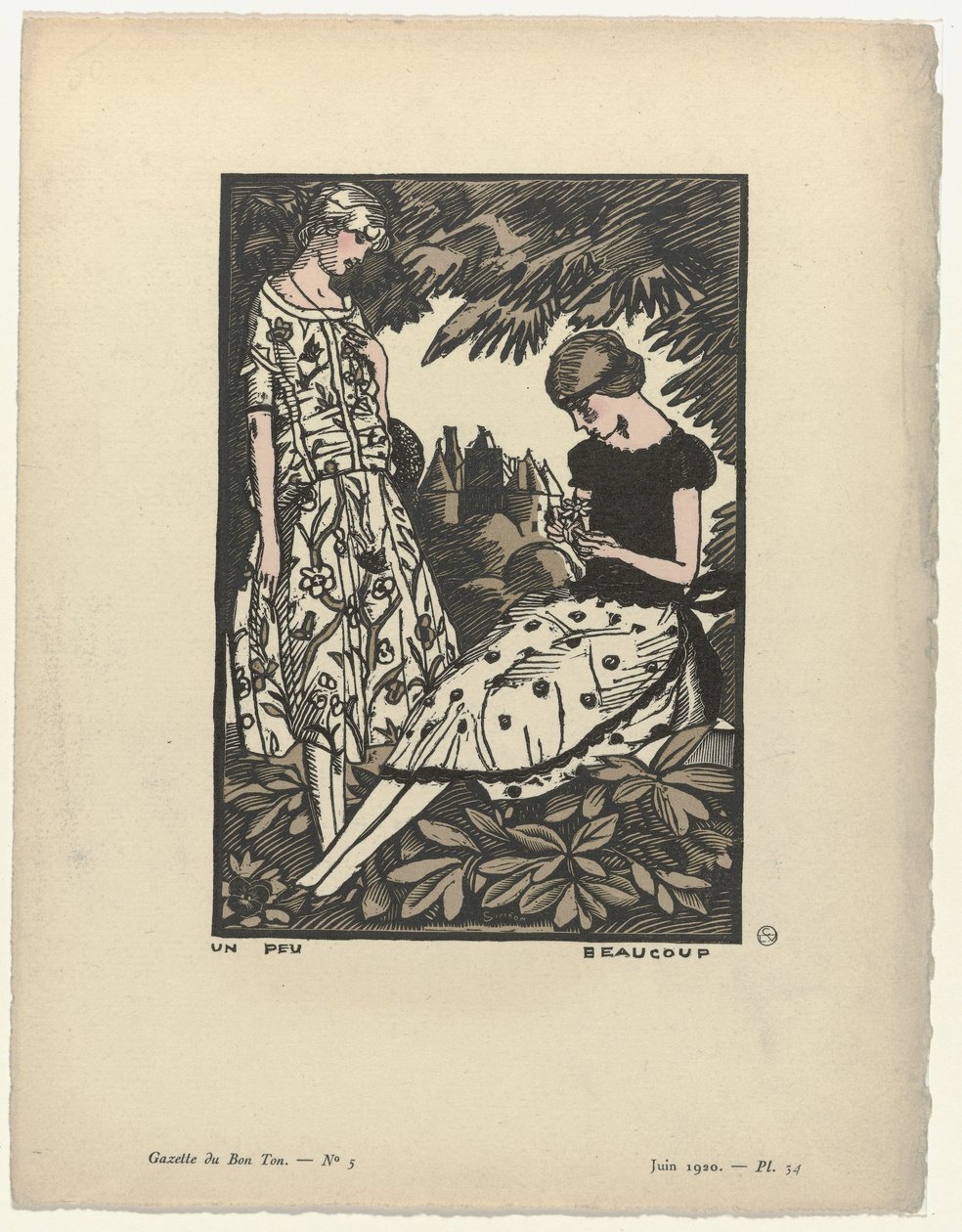 Gazette du Bon Ton, 1920 - No. 5, Pl. 34: A Little, A Lot by Fernand Siméon
