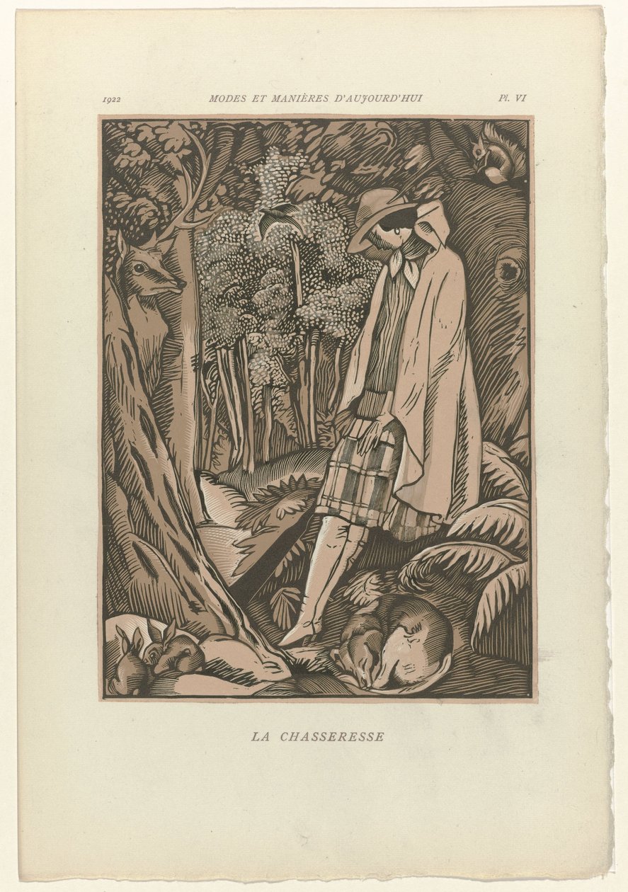 Fashions and Manners of Today, 1922, Pl. 6: The Huntress by Fernand Siméon