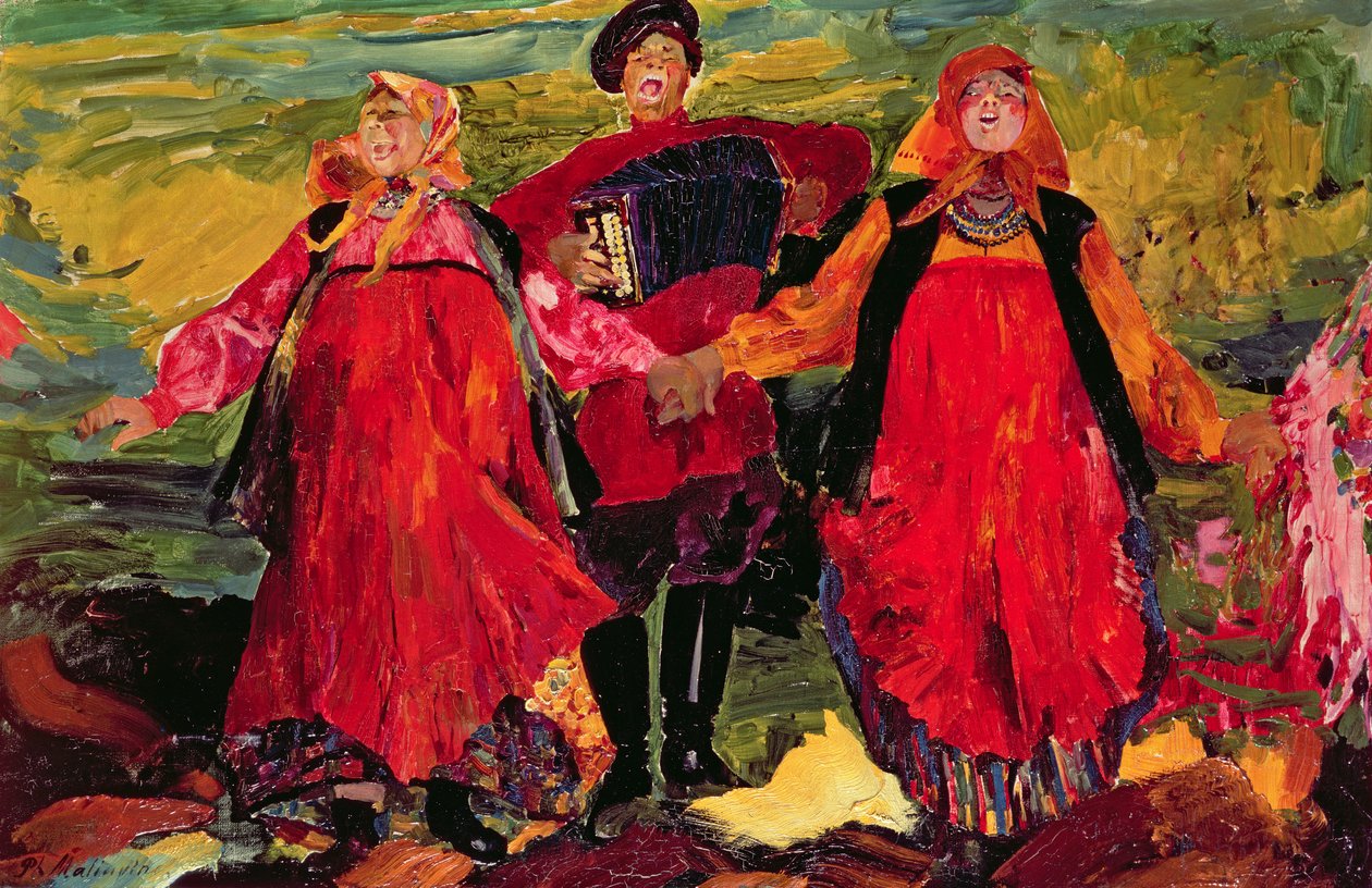 Russian Peasants Singing by Filipp Andreevic Maljavin