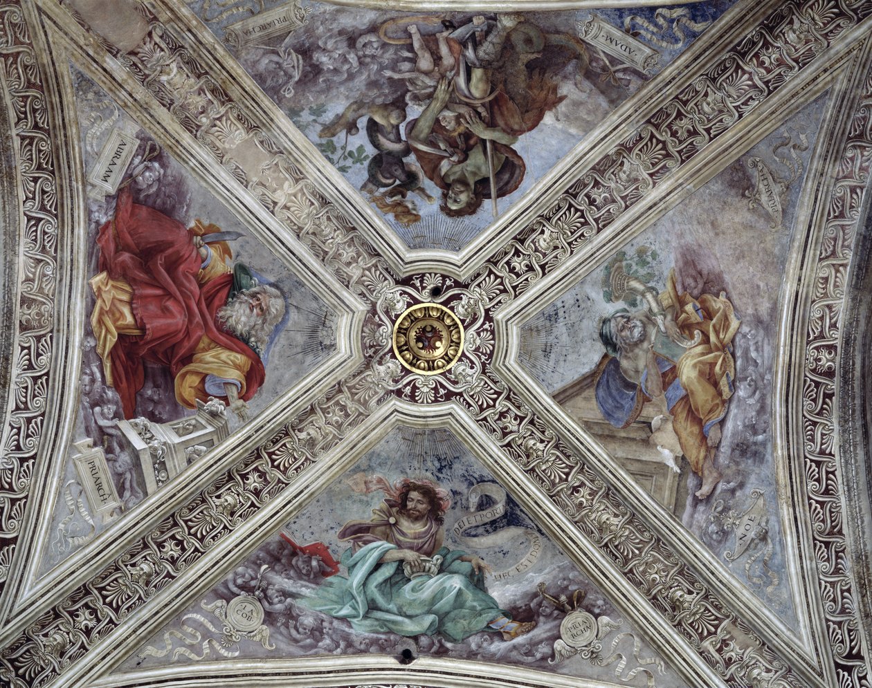 Ceiling in Strozzi Chapel depicting prophets Abraham, Noah, Adam and Jacob c.1489-1502 by Filippino Lippi