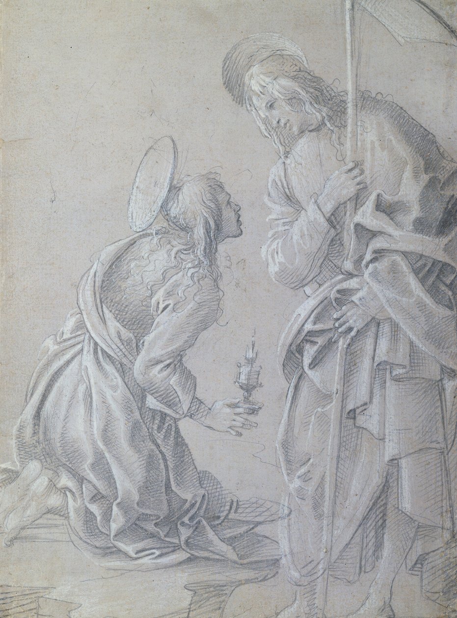Kneeling Saint Mary Magdalene and Standing Christ by Filippino Lippi