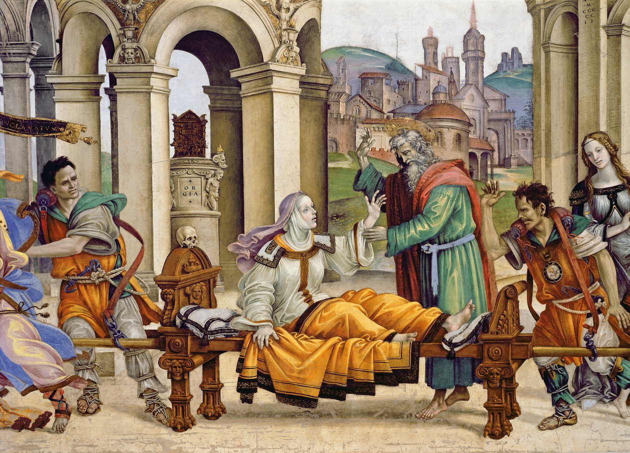 North wall of Strozzi Chapel, The raising of Drusiana by St. John the Evangelist (detail) by Filippino Lippi