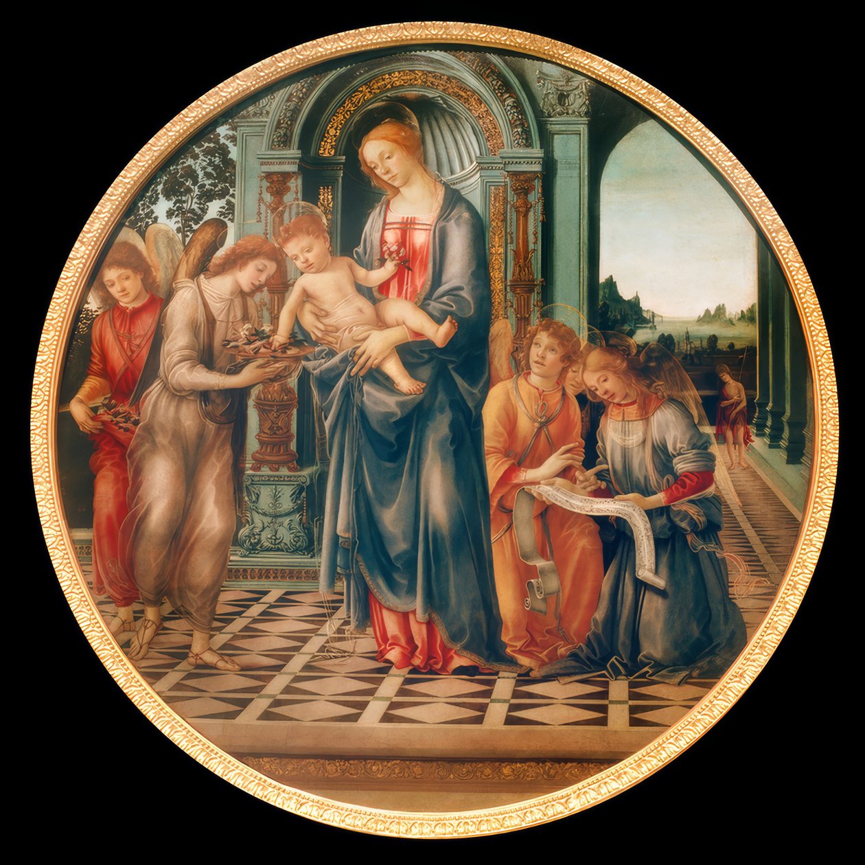 Mary with Child, Angels, and John the Baptist by Filippino Lippi