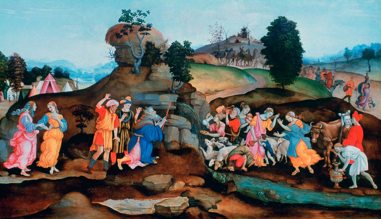 Moses Brings Forth Water out of the Rock by Filippino Lippi