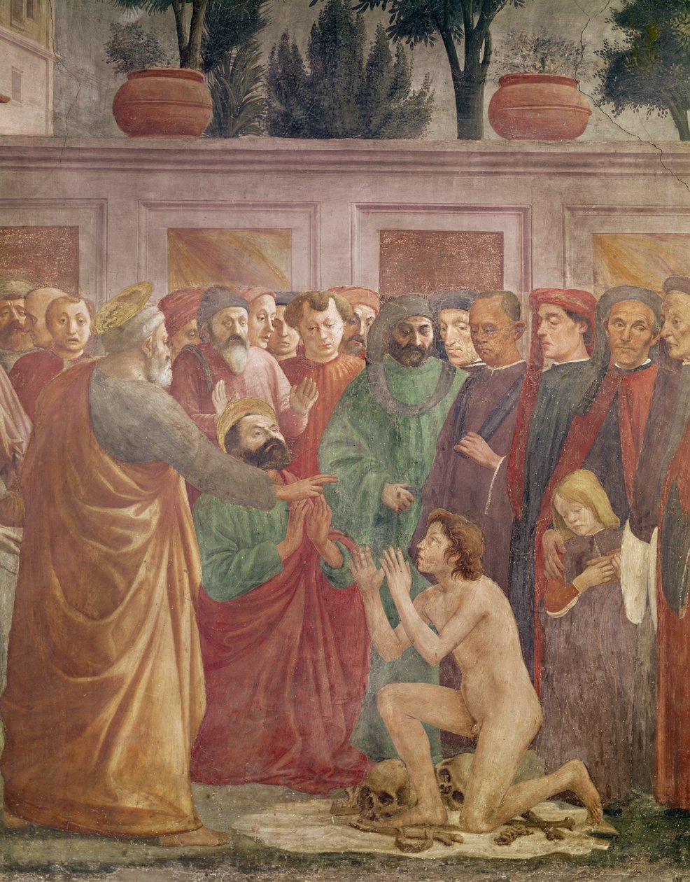 The Resurrection of Theophilus, the Son of the King of Antioch, detail of Saint Peter and Theophilus, c.1425-27, completed 1484-85 (detail) by Filippino Lippi